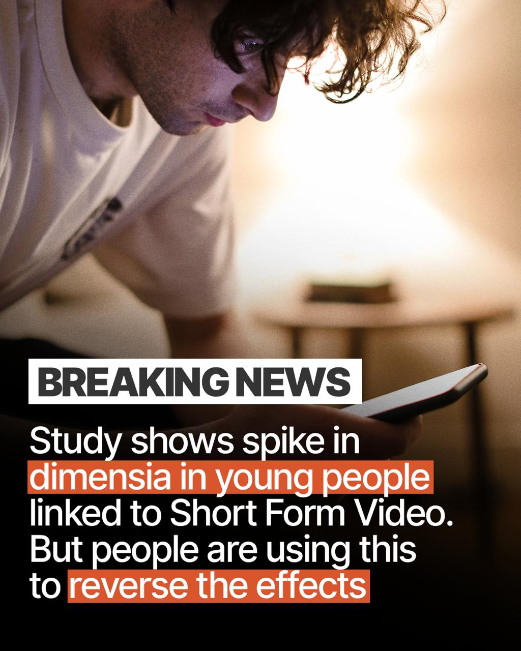 Headline ad about short-form video scrolling and cognitive health in younger generations.