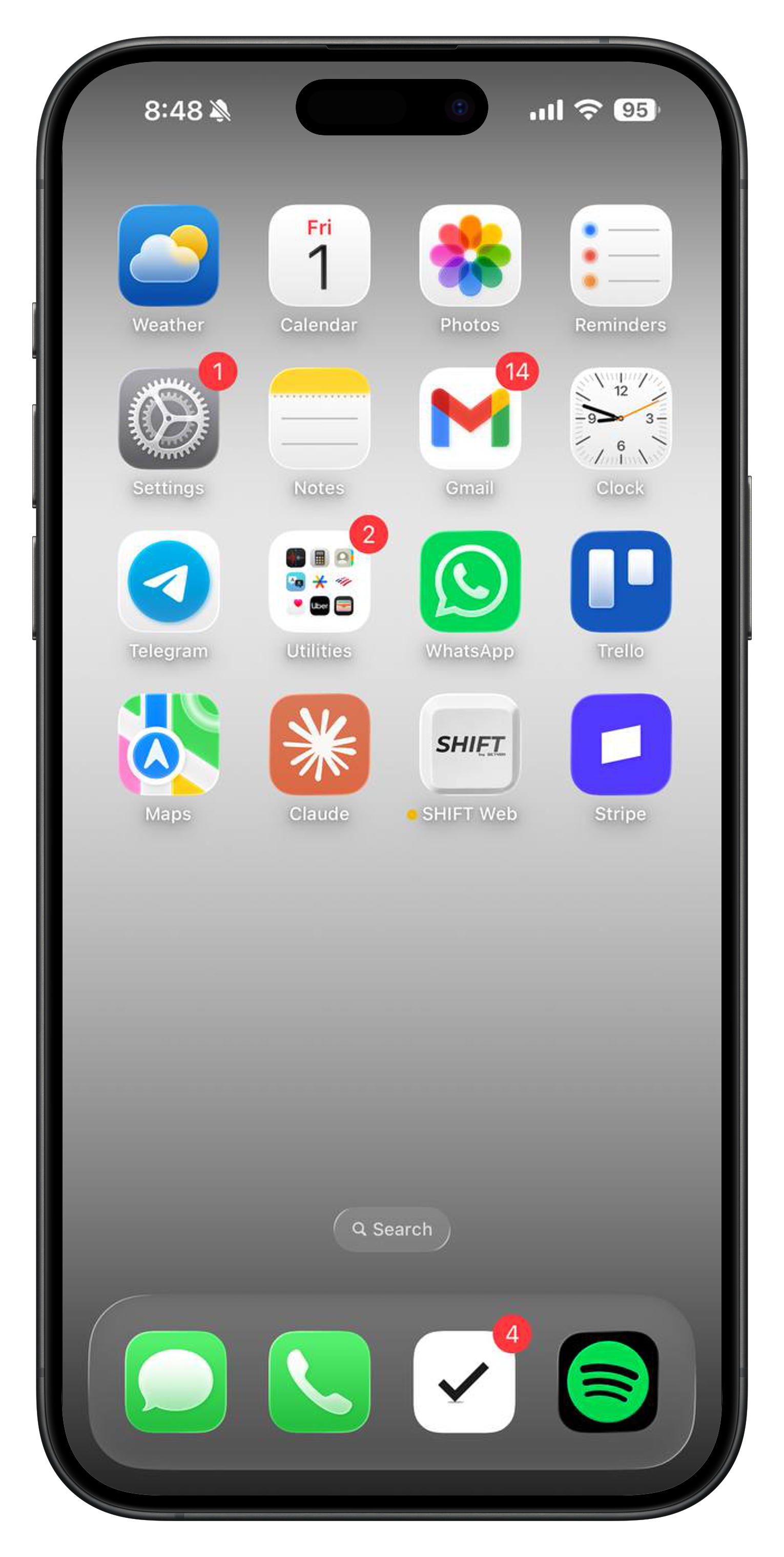 iPhone home screen after SHIFT blocks distracting apps